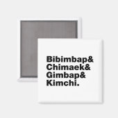 Bibimbap & Chimaek & Gimbap & Kimchi. Koreanische Magnet (Vorderseite/Rückseite)