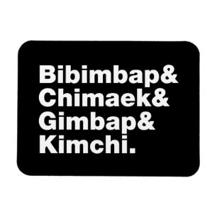 Bibimbap & Chimaek & Gimbap & Kimchi. Koreanische  Magnet