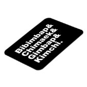 Bibimbap & Chimaek & Gimbap & Kimchi. Koreanische  Magnet (Linke Seite)