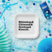 Bibimbap & Chimaek & Gimbap & Kimchi. Koreanische Pappteller (Party)