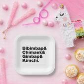 Bibimbap & Chimaek & Gimbap & Kimchi. Koreanische  Pappteller (Party)