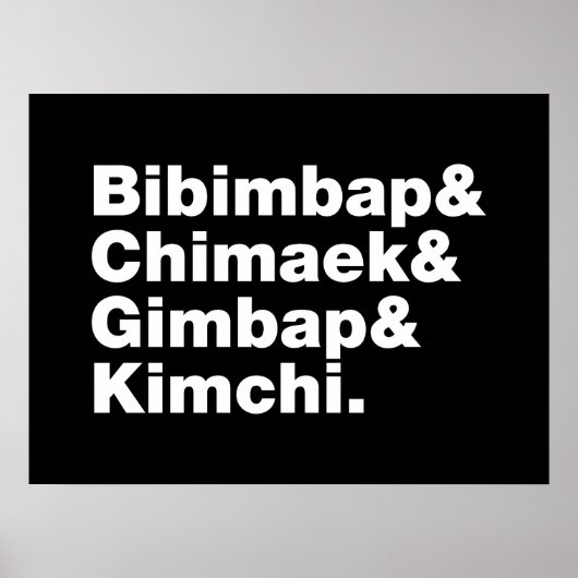 Bibimbap & Chimaek & Gimbap & Kimchi. Koreanische Poster (Vorne)
