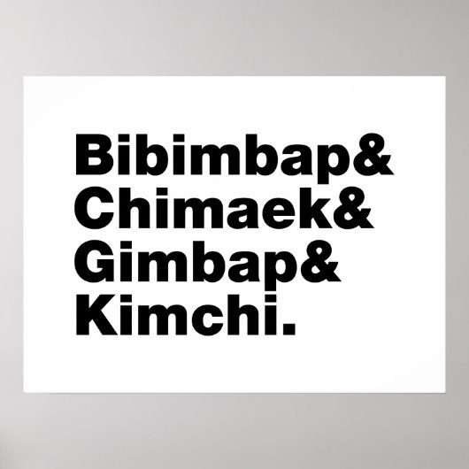 Bibimbap & Chimaek & Gimbap & Kimchi. Koreanische  Poster (Vorne)