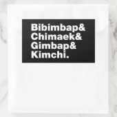 Bibimbap & Chimaek & Gimbap & Kimchi. Koreanische  Rechteckiger Aufkleber (Tasche)