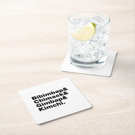 Bibimbap & Chimaek & Gimbap & Kimchi. Koreanische  Rechteckiger Pappuntersetzer (Vor Ort)