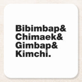 Bibimbap & Chimaek & Gimbap & Kimchi. Koreanische  Rechteckiger Pappuntersetzer (Vorderseite)