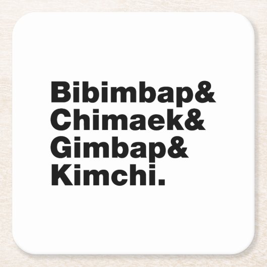 Bibimbap & Chimaek & Gimbap & Kimchi. Koreanische Rechteckiger Pappuntersetzer (Vorderseite)