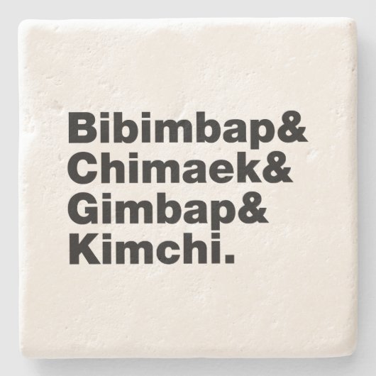 Bibimbap & Chimaek & Gimbap & Kimchi. Koreanische  Steinuntersetzer (Vorderseite)