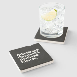 Bibimbap & Chimaek & Gimbap & Kimchi. Koreanische Steinuntersetzer