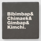 Bibimbap & Chimaek & Gimbap & Kimchi. Koreanische Steinuntersetzer (Vorderseite)