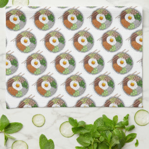 Bibimbap Korean Food Cooking Cuisine Rice Egg Dish Geschirrtuch