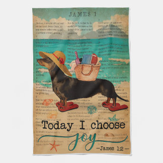 Bible Beach Life Joy Dackel Vertikal Geschirrtuch