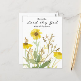 Bible Deuteronomy Scripture Yellow Wildblumen Postkarte