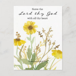 Bible Deuteronomy Scripture Yellow Wildblumen Postkarte
