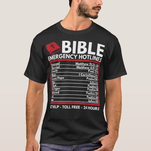 Bible Emergency Numbers Funny Christian Bible & J T-Shirt (Vorderseite)