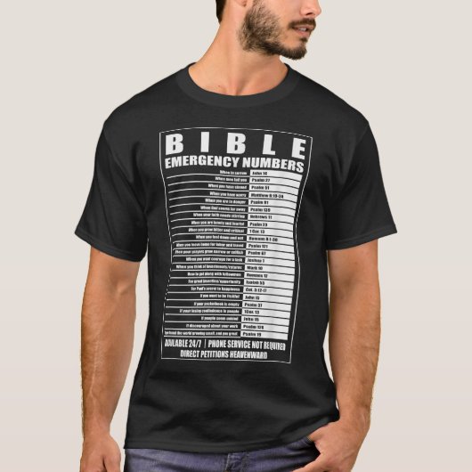 Bible Emergency Numbers  Religious Christian Tee  (Vorderseite)