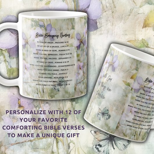 Bible Emergency Verses Personalisiert floral Kaffeetasse