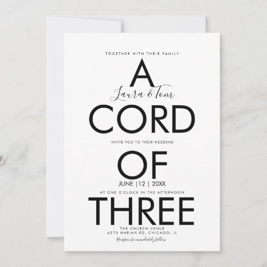 Bible Inspiration Script Typografy Wedding Einladung (Vorderseite)