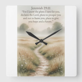 Bible Jeremiah 29:11 Christian Wall Clock Quadratische Wanduhr