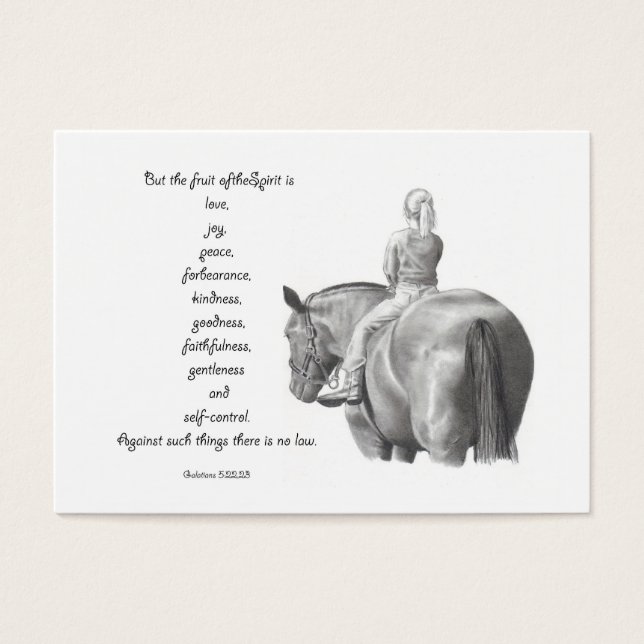 BIBLE MINI CARD: Pferd: OBST VON SPIRIT: Zeichnend (Vorderseite)