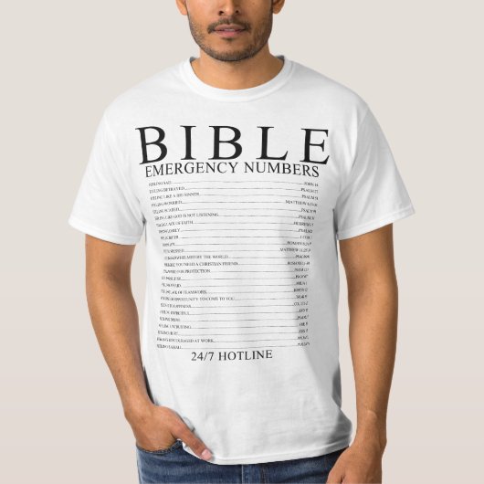 Bible-Notrufnummern T-Shirt (Vorderseite)