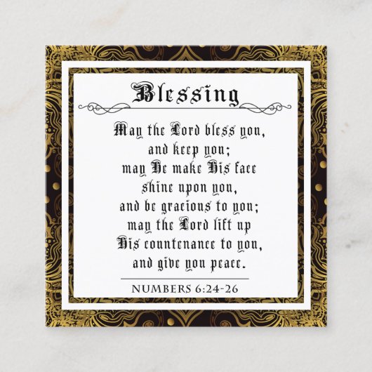 BIble Priestly Blessing Gold Black Blüh Swirl Telefonnummerkarte (Vorderseite)