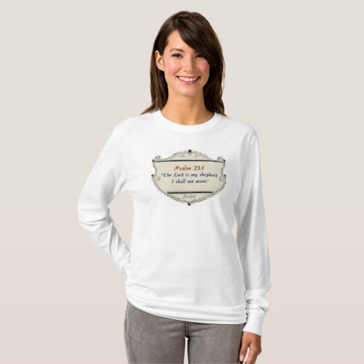 Bible Psalm 23:1 Shield Women's Long Sleeve Tee (Vorne ganz)