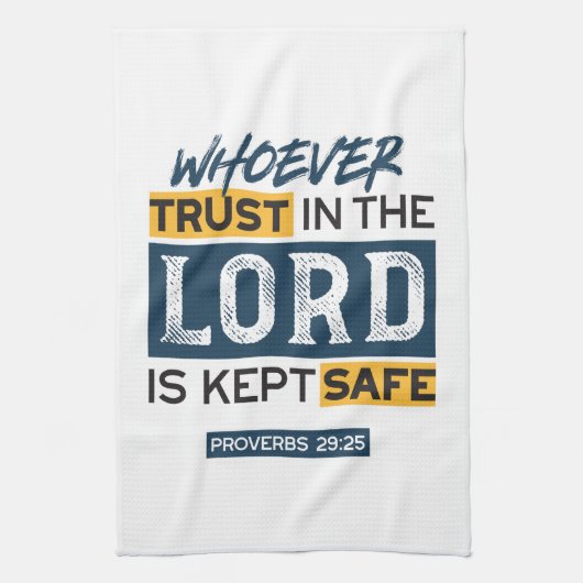 Bible Quote Art - Proverbs 29:25 Trust in God Geschirrtuch (Vertikal)