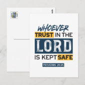 Bible Quote Art - Proverbs 29:25 Trust in God Postkarte (Vorne/Hinten)