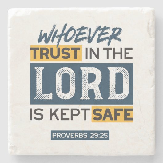 Bible Quote Art - Proverbs 29:25 Trust in God Steinuntersetzer (Vorderseite)