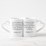 Bible Quote Hochzeit Ehepaar Tasse<br><div class="desc">Bible Quote Eheschließung Ehepaar Tasse Aus diesem Grund wird ein Mann seinen Vater und seine Mutter verlassen und zu seiner Ehefrau vereint sein,  und die beiden werden zu einem Fleisch"? Sie sind also nicht mehr zwei,  sondern ein Fleisch. Darum,  was Gott zusammengetan hat,  lass niemanden getrennt. Matthew 19 5-6</div>