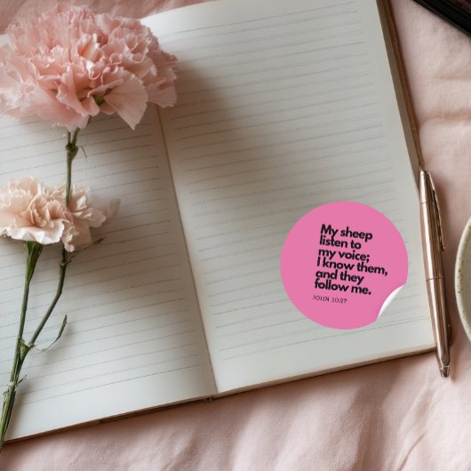 Bible Quotes: John 10:27, Gospel Verse #4 Runder Aufkleber