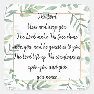 Bible Scripture Aaronic Segen Nummer 6:24-26 Quadratischer Aufkleber