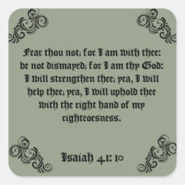BIBLE SCRIPTURE "FEAR THOU NOT" QUADRATISCHER AUFKLEBER