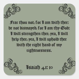 BIBLE SCRIPTURE "FEAR THOU NOT" QUADRATISCHER AUFKLEBER
