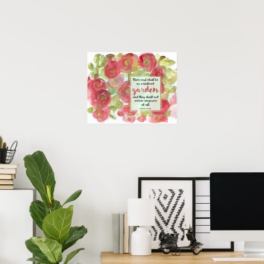 Bible Scripture Jeremiah Pink Hollyhocks Garden Poster (Heimbüro)