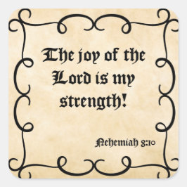 BIBLE SCRIPTURE "JOY OF THE LORD" QUADRATISCHER AUFKLEBER