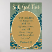 Bible Seek God First Floral Poster (Vorne)