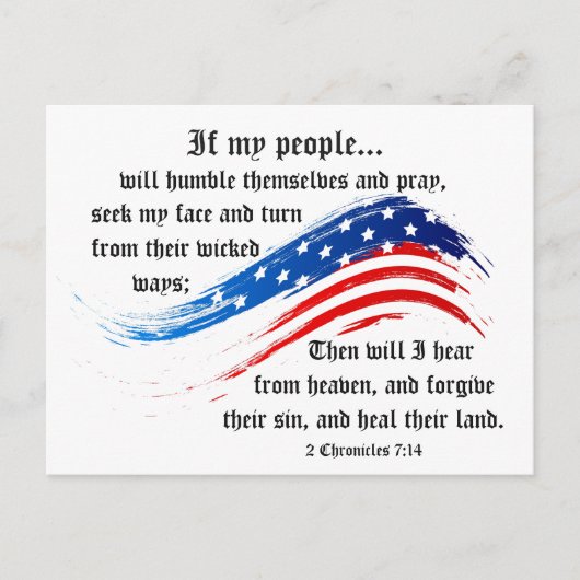 Bible Verse 2 Chronicles 7:14, USA Flag Postcard Postkarte (Vorderseite)