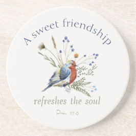 Bible Verse "A Sweet Friendship" Wasserfarbenvogel Getränkeuntersetzer