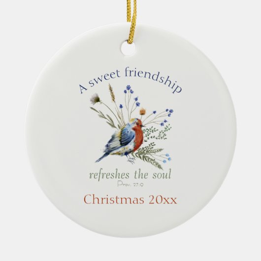 Bible Verse "A Sweet Friendship" Wasserfarbenvogel Keramik Ornament (Vorne)