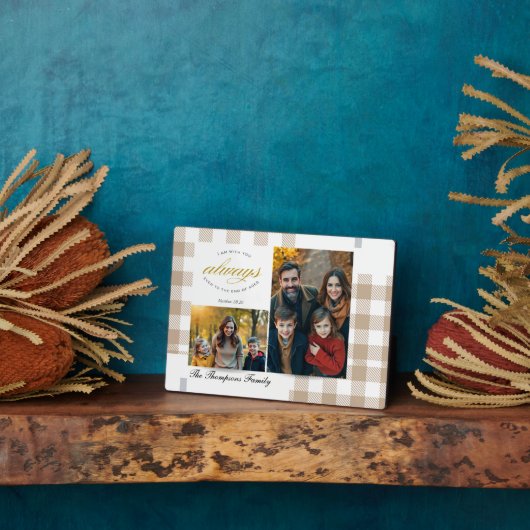 Bible Verse Beige Family Photo Collage Scripture Fotoplatte (Seite)