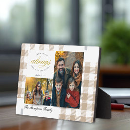 Bible Verse Beige Family Photo Collage Scripture Fotoplatte