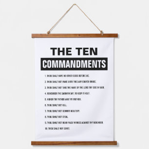 Bible Verse Christliche religiöse Zehn Gebote Wandteppich Mit Holzrahmen