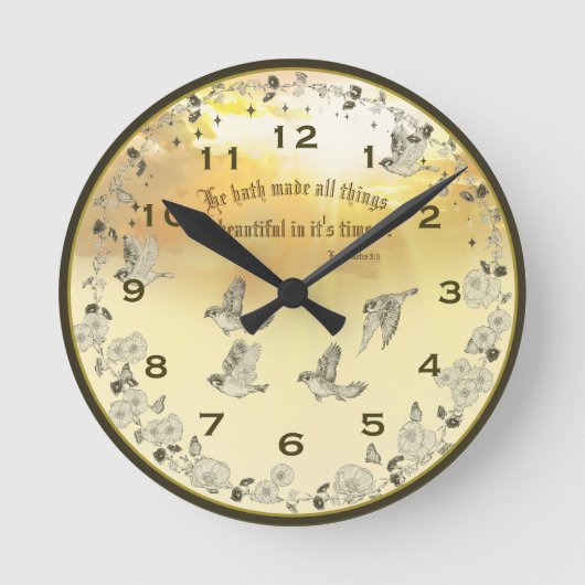 Bible Verse Clock - Er hat alles beauti gemacht Runde Wanduhr (Vorderseite)
