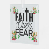 Bible Ver'se 'FAITH'' Reindeer Brown Ornament Aus Glas (Vorderseite links)