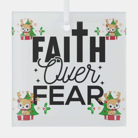 Bible Ver'se 'FAITH'' Reindeer Brown Ornament Aus Glas (Vorderseite)