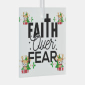 Bible Ver'se 'FAITH'' Reindeer Brown Ornament Aus Glas (Vorderseite Rechts)