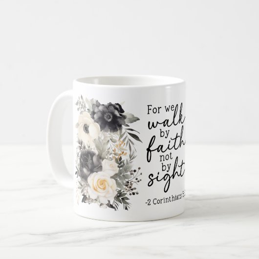 Bible Verse Floral Coffee Mug Kaffeetasse (Vorderseite Links)