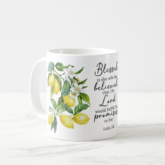 Bible Verse Floral Lemon Mug Kaffeetasse (Vorderseite Links)